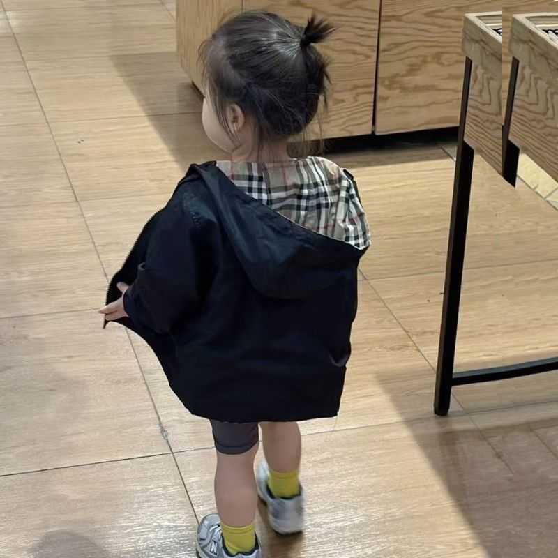 Korean Childrens Clothing Childrens Jacket Spring and Autumn Clothing Boys and Girls Fashionable Trendy Cool Design Reversible Hooded Windbreaker Jack