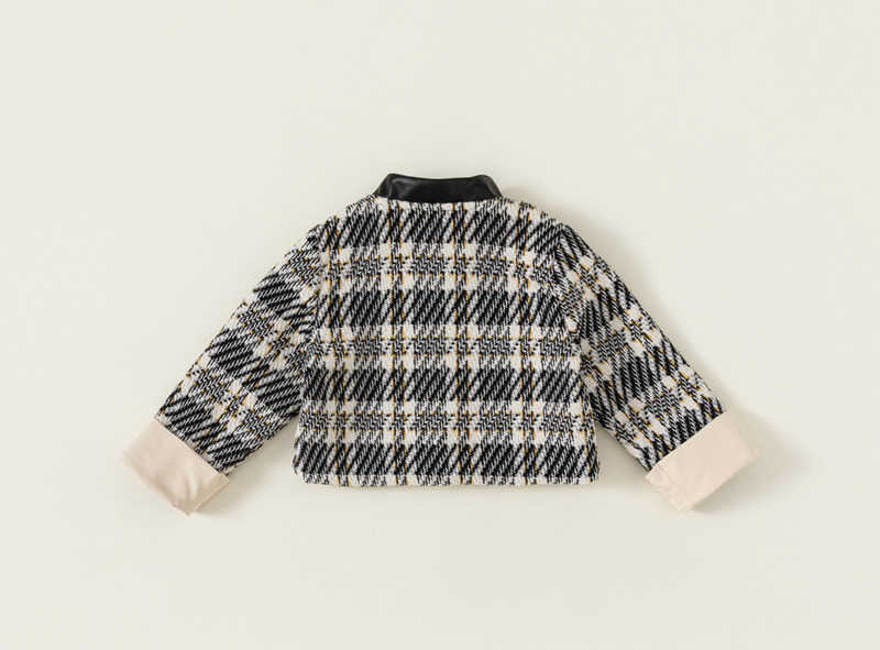 Youbao Girls Autumn Clothing Baby Girl Little Fragrance Style Coat Houndstooth Short Fashionable Cardigan Top QY23016 C250923