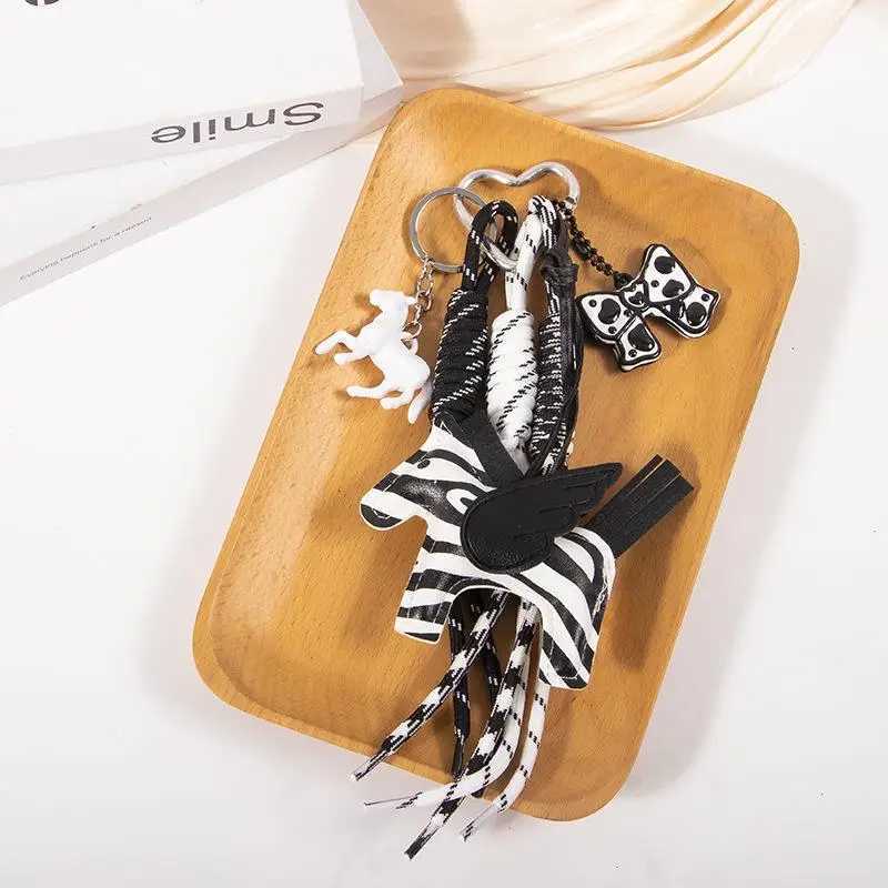 1 Piece Cute Leather Pegasus Bag Charms Nylon Rope Keychain Aesthetics Bow Backpack Accessories D250923