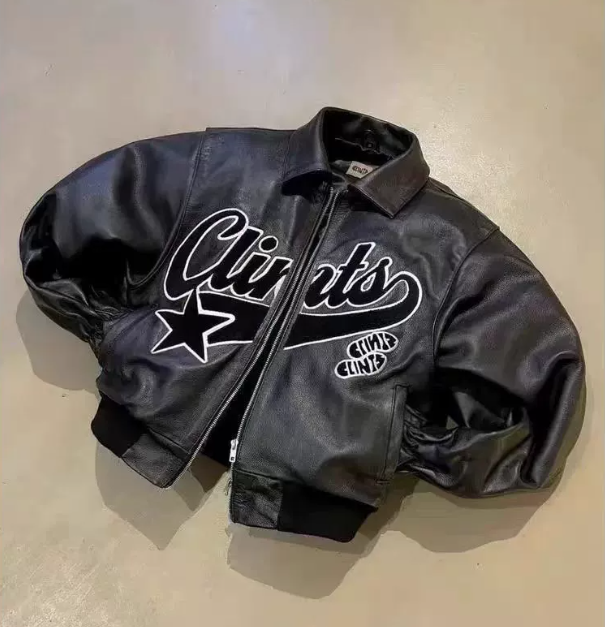 Y2k Gothic Punk Leather Jacket Hip Hop Punk Pattern Embroidered Motorcycle Jacket Fashionable and Simple Streetwear Zipper Coat 250806