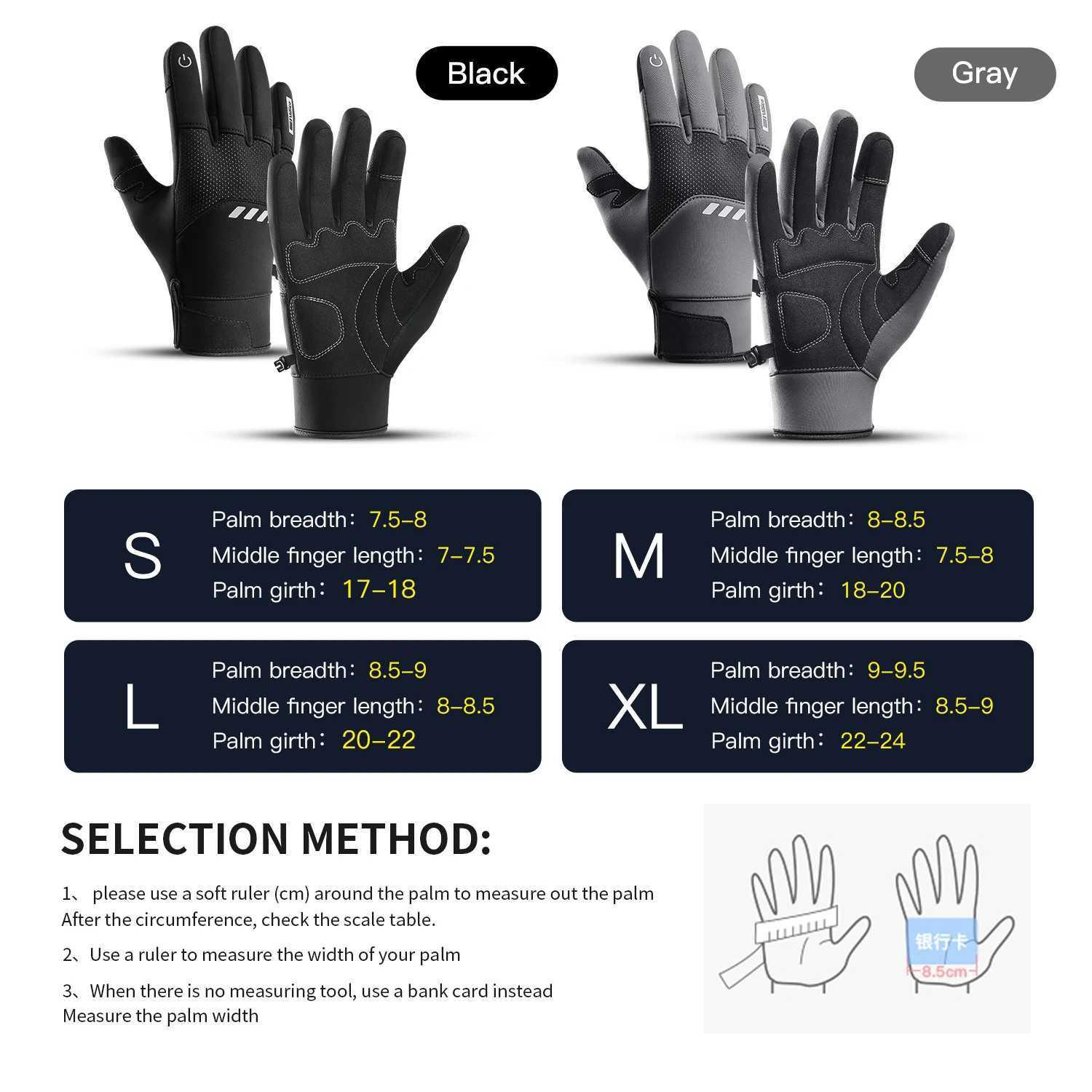 Men Winter Waterproof Cycling Gloves Outdoor Sports Running Motorcycle Ski Touch Screen Fleece Gloves Nonslip Warm Full Fingers J250922