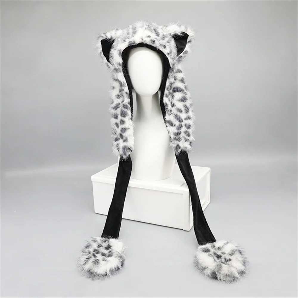 Autumn Winter Hats Handsome Snow Leopard Ears Warm Thick with Velvet Outdoor Ear Protection Hat Fluffy Cute Bear Ear Wool HatXJ250923 - view 5