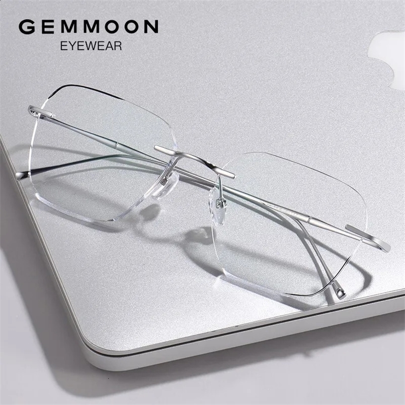 Rimless Glasses Myopia Mens High-end Ultra-light Frames Gold Wire Glasses 250120