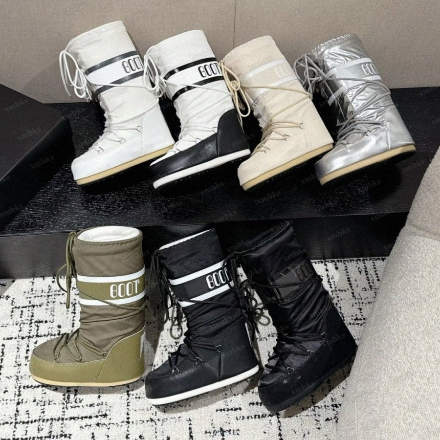 Boot Icon Faux-Fur Nylon Low Shearling Rubber Womens Boots Quilt Cream Khaki Black White Moonrise Blue Red Whisky Caramel Cappucino Opt8kzm#