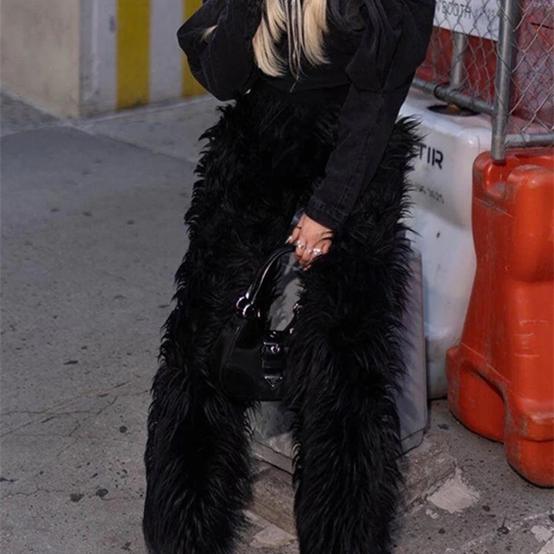 Weird Puss Furry Straight Pants Women Casual Winter Warm Casual Fashion Wild Streetwear Simple Solid Bottom Basic Long Trousers 240823