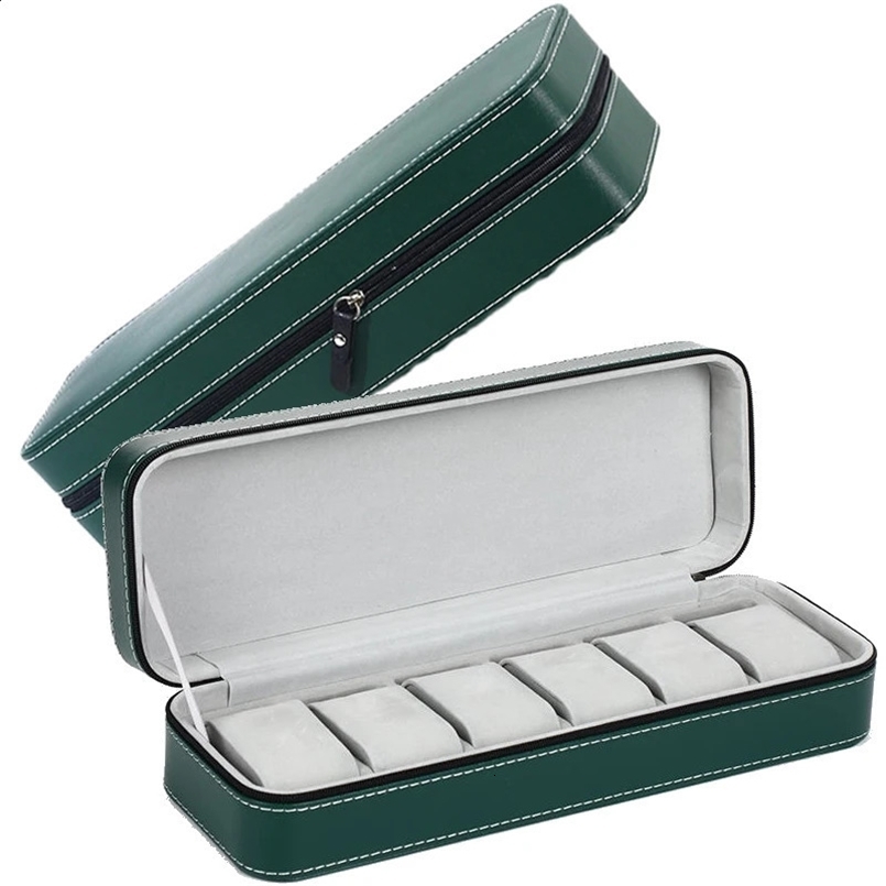 Watch Box Zippered Travel Case PU Leather Watch Storage Box Jewelry Collection Display Holder Organizer for Men Women 241024