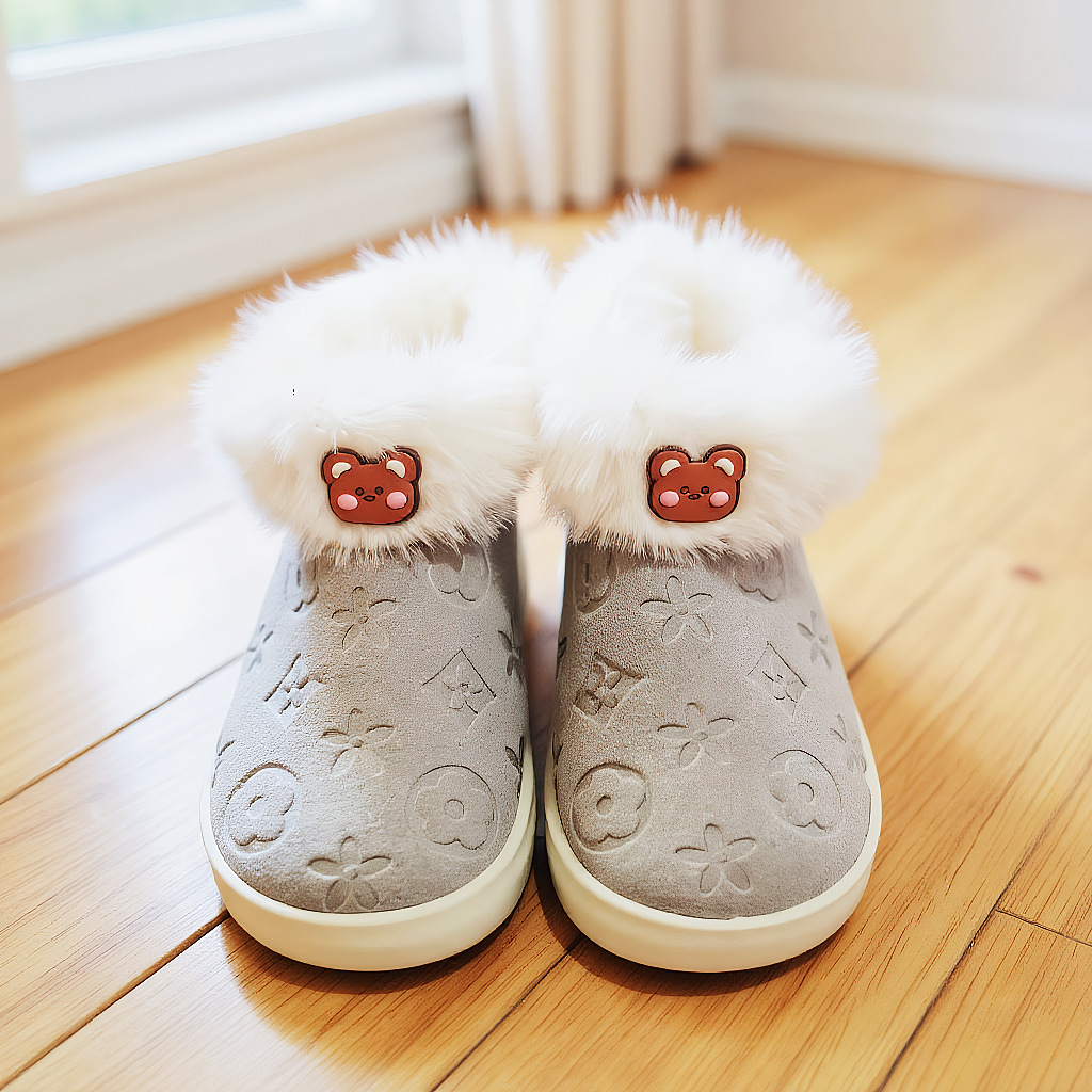 Designer shoes free shipping New children's slippers with anti slip soft bottom for home wear and plush insulation thick bottom cotton slippers