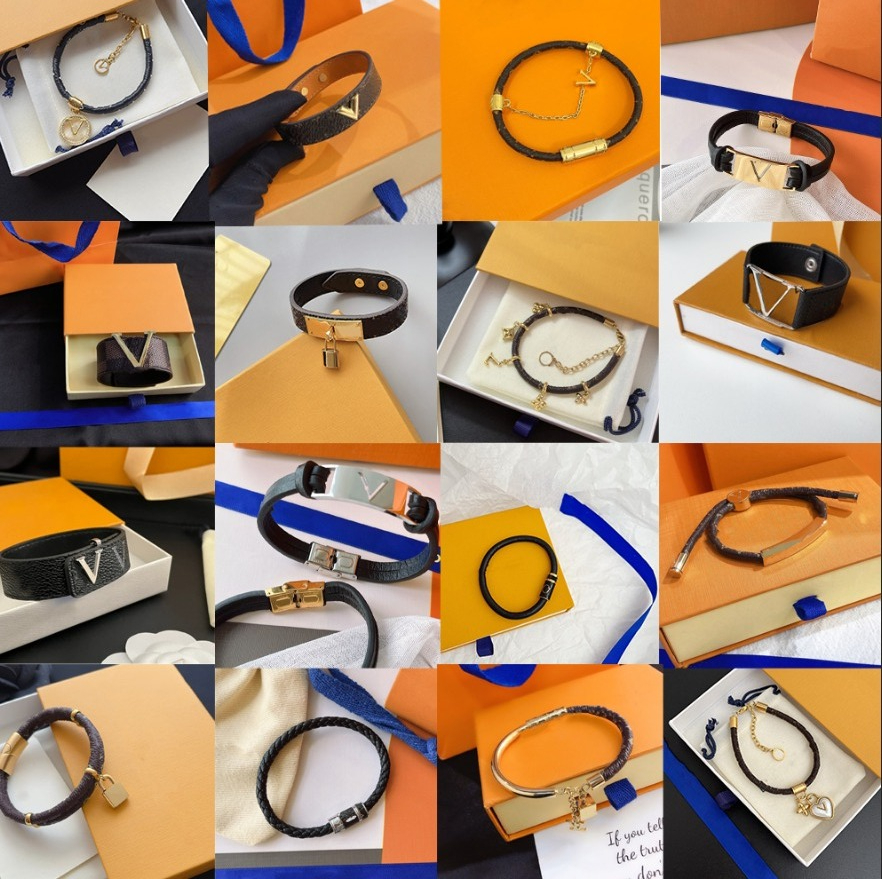 With Box Gold Jewelry Leather Men Women Designer Bracelets Stainless Steel Charm Bracelet