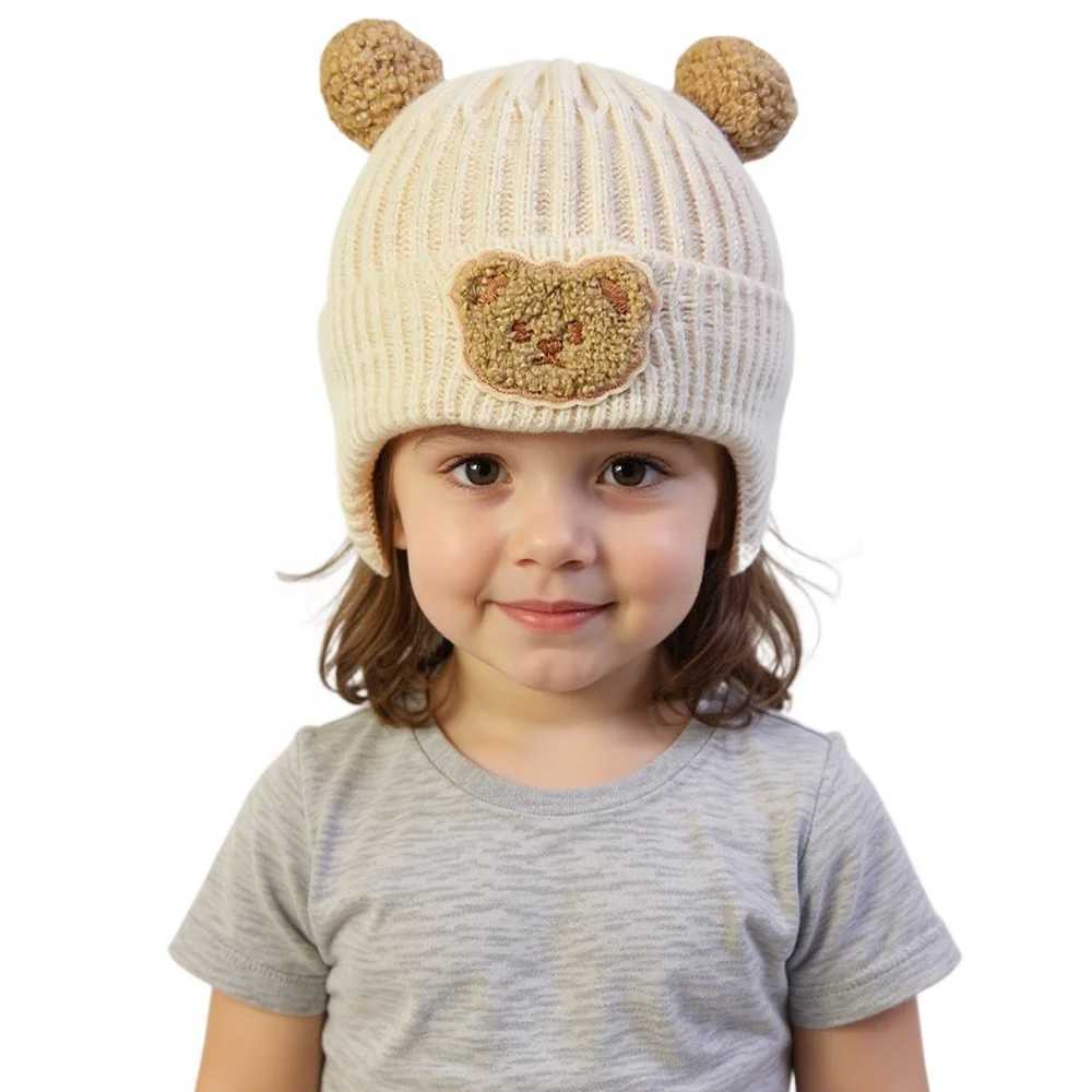 New Autumn Winter Baby Hat for Girls Boys Cartoon Bear Ear Protection Hat for Kids Outdoor Warm Children Crochet Hats Gorros Z251029