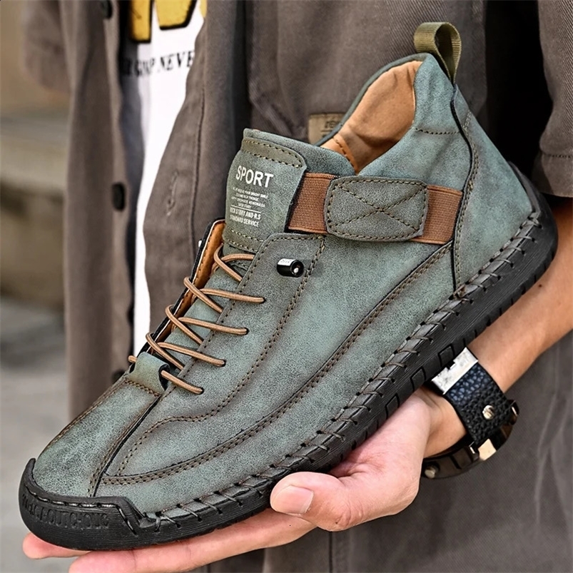 Genuine Leather Men Casual Shoes Breathable Sneakers Fashion British Style Loafers Men er Boat Shoes Zapatos Hombre 240909