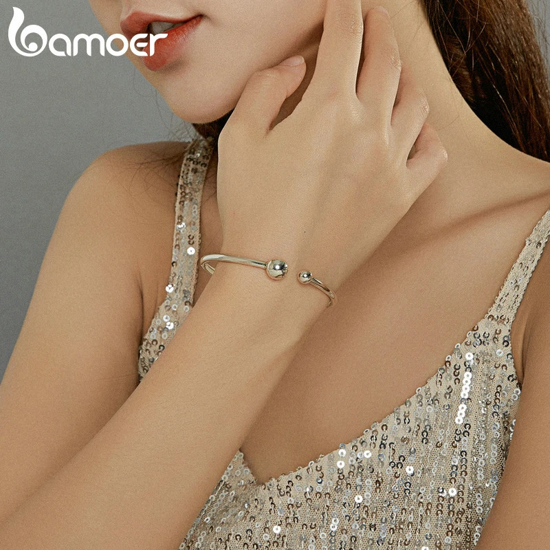 Silver Bangle 925 Sterling Threaded Beads Bracelet for Original Charm DIY Jewelry Accessories SCB198 y250821