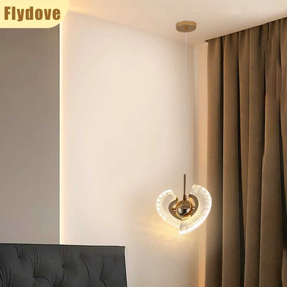 Nordic Light Luxury LED Long Line Small Pendant Creative Living Room Bedhead Study Corridor Indoor Golden Acrylic Ceiling Light C251124