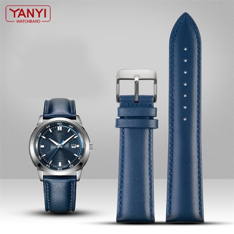 Watch Bands Top layer cowhide Genuine Leather bracelet dark blue color watch strap 16mm 18mm 19mm 20mm 21mm 22mm watchband wristwatches band 230728