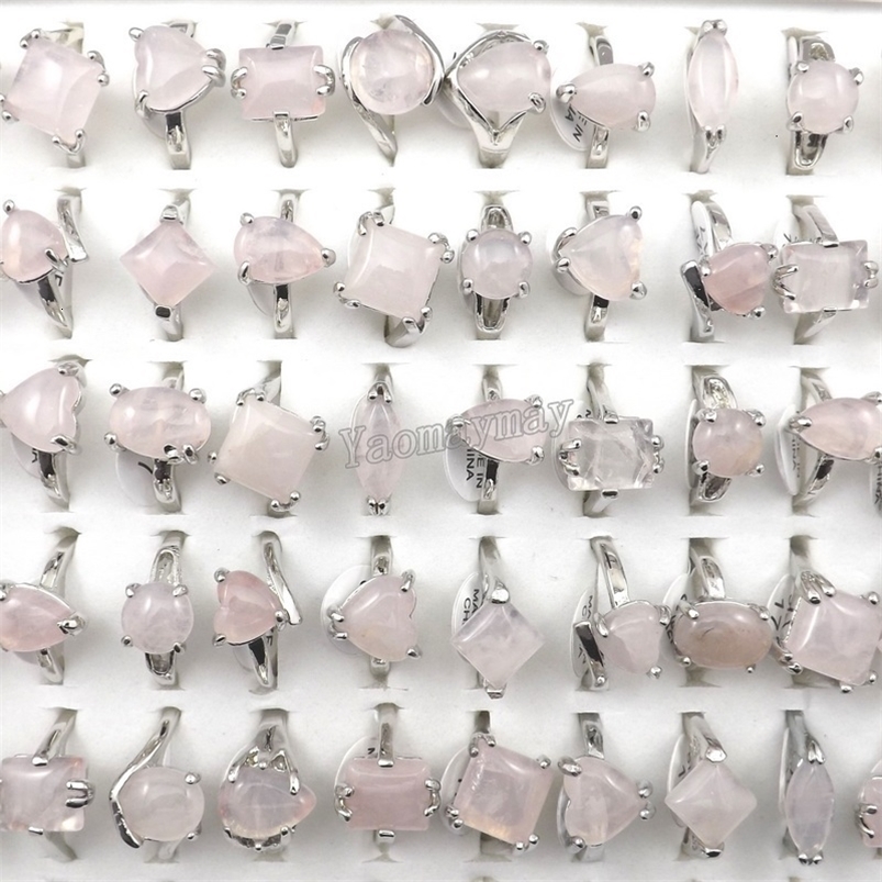 Wedding Rings Fashion Natural Light Pink Crystal Rings Women's Jewelry 50pcs Wholesale 230713