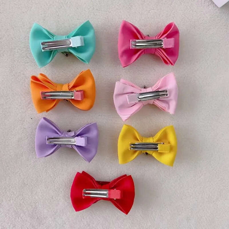 2025 new Designer Brand Apparel Cute Puppy Dog Small Bowknot Bows with Metal Clips Handmade Hair Accessories Bow Pet Grooming Products Purpl