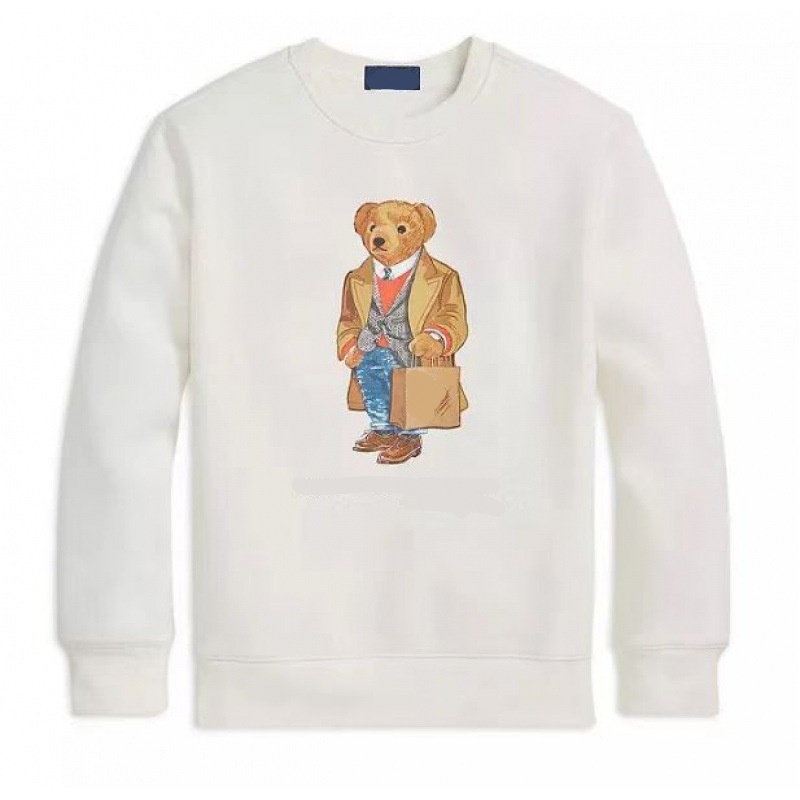 Designer Y2K Bear Printed Couple Hoodie Casual Long Slve Round Neck Trend Pullover Pure Cotton Hip Hop Embroidery Cartoon Knitted Tops Autumn Winter L