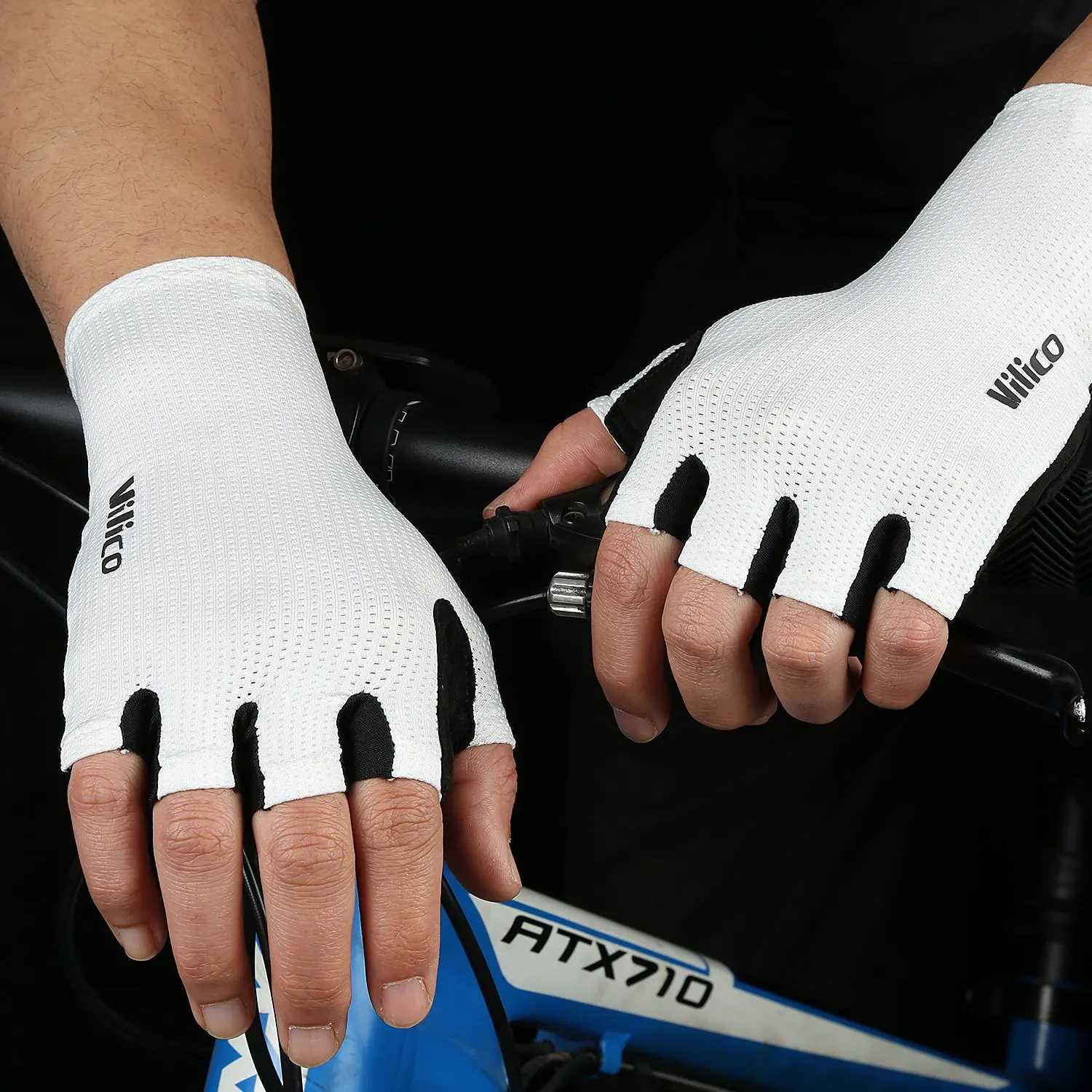 Short Cycling Gloves Fingerless Gloves Antislip Bicycle Lycra Fabric Half Finger Mitten for Mtb Road Bike Sports Racing J250922