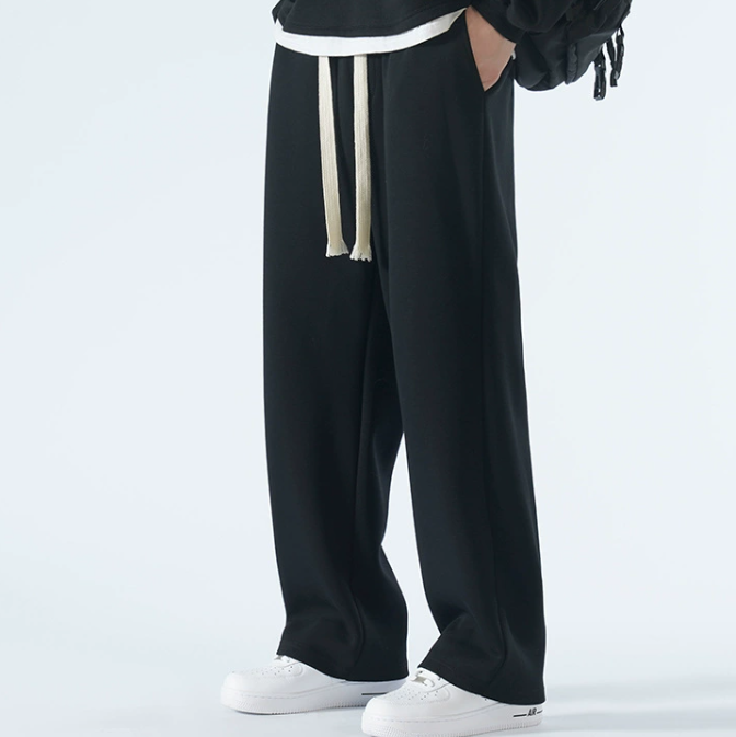 Wide Leg Pant Fashion Causal Breathable Men Sweatpant Male Autumn Versatile Elastic High Waist Drawstring Loose Straight Trouser 250806