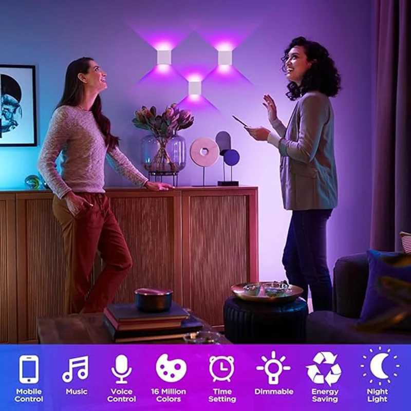 Smart Cube Wall Light Adjust Angle Up and Down Light 16M Color Dimmable Music Sync Work with Alexa Google Assistant C251124
