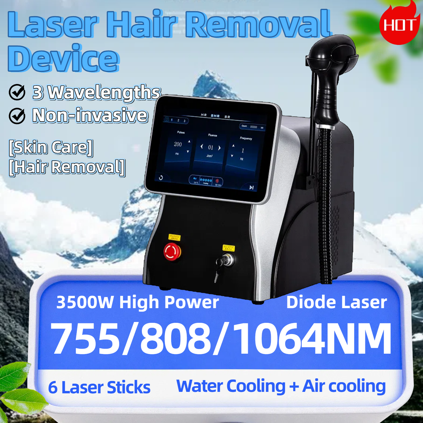Professional Ice Titanium Painless 808 Diode Laser Hair Removal Machine ICE Platinum Hair Removal Laser Remove Hair Device 755 808 1064nm Laser Machin