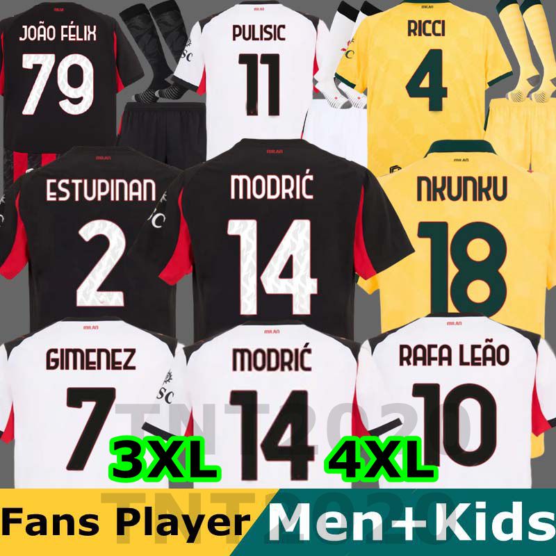 REIJNDERS 25 26 MODRIC soccer jerseys milans ESTUPINAN RAFA LEAO GIMENEZ football shirt fourth NKUNKU men kids uniforms 2025 JOAO FELIX PULISIC LOFTUS-CHEEK THEO 999