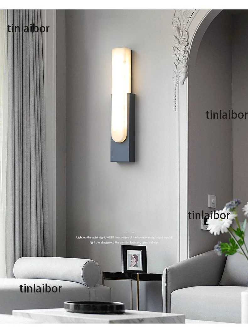 Spanish simulation marble Wall lamp Minimalist Bedroom Background wall Bedside lamp light luxury living room Wall light C251124
