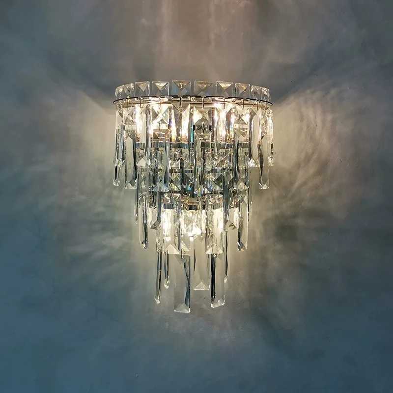 Hotel Lobby Modern Bedroom Staircase Indoor Lighting Villa Living Room Background Decor Home Crystal Wall Lamp C251124