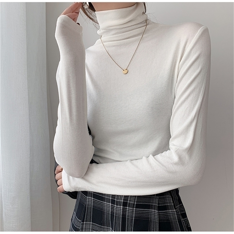 Spring Autumn Women Pullover Female Knitted Sweaters Solid Concise Turtleneck Elasticity Elegant Office Lady Casual Tops 220818