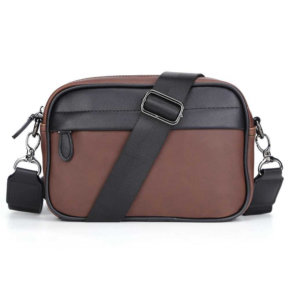 Casual Business Shoulder Bag for Men PU Leather Messenger Bag Wide Strap Crossbody Bags Square Plaid Designer Male Sling Bags J2509221