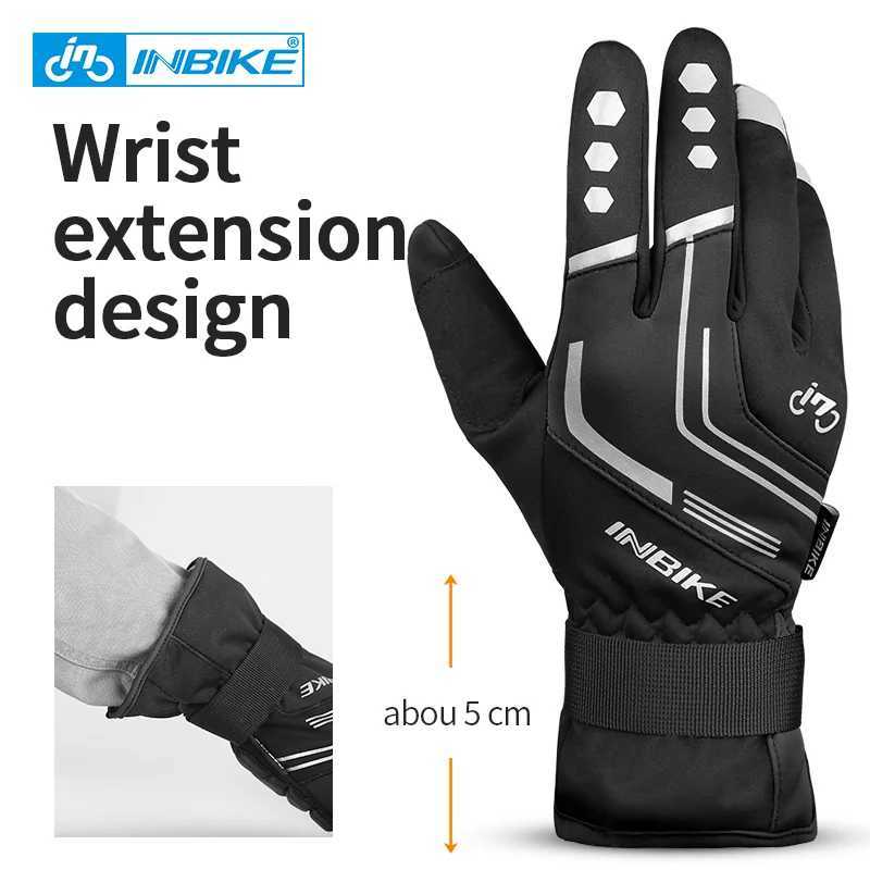 INBIKE Winter Cycling Gloves Full Finger Thermal Mens Bicycle Gloves Warm Cotton Waterproof Bike Gloves for Motorcycle Cycling J250922