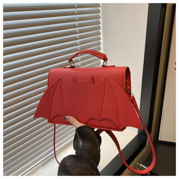 Handheld for Women New Halloween Single Shoulder Personality Bat Quirky Trendy Crossbody Small Square Bag