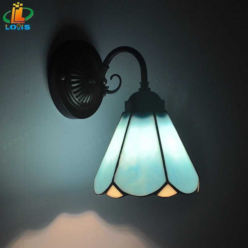 European Simple Modern Sixsided Glass Wall Lamp Tiffany Balcony Staircase Bathroom Light Decoration Iron Garden Decoration C251124