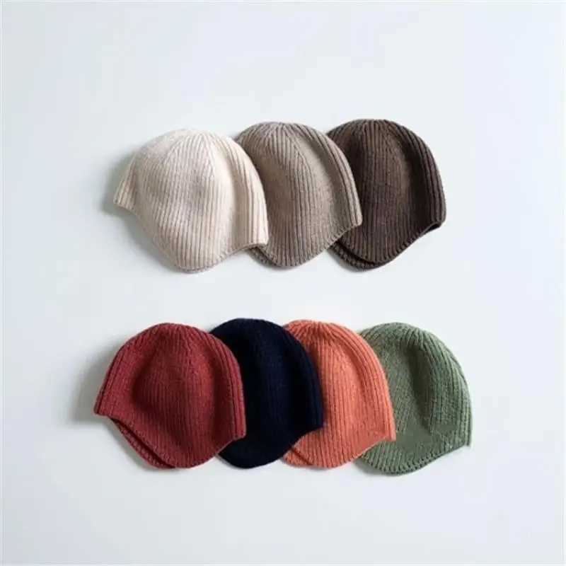2025 Autumn Winter New Solid Color Baby Knitted Hats Kids Girls Boys Beanies Caps Warm Soft Casual Hats For Children 16 Year Z251029