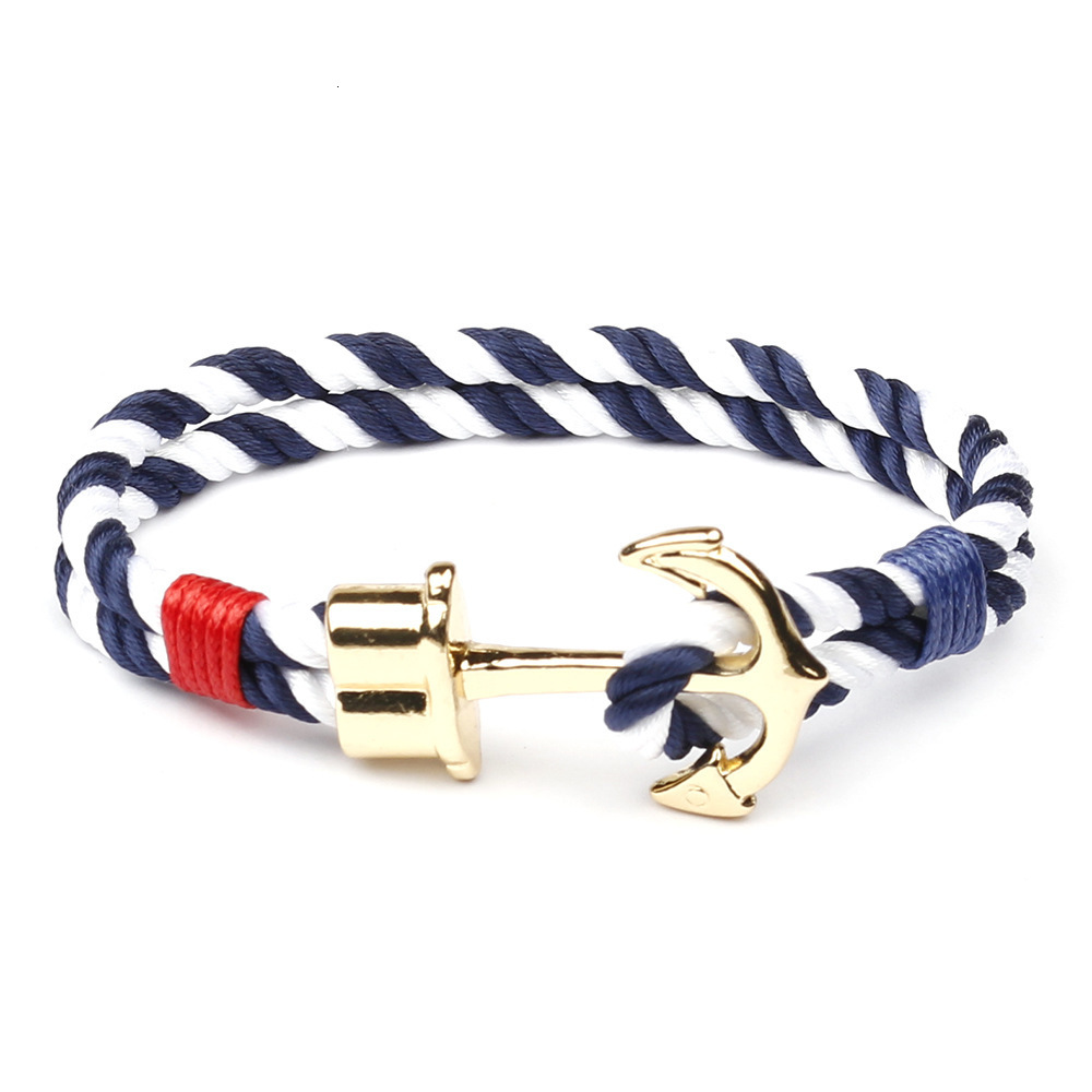 Fashion Anchor Leather Bracelet for Men - Woven Adjustable DIY Custom Accessories H260202