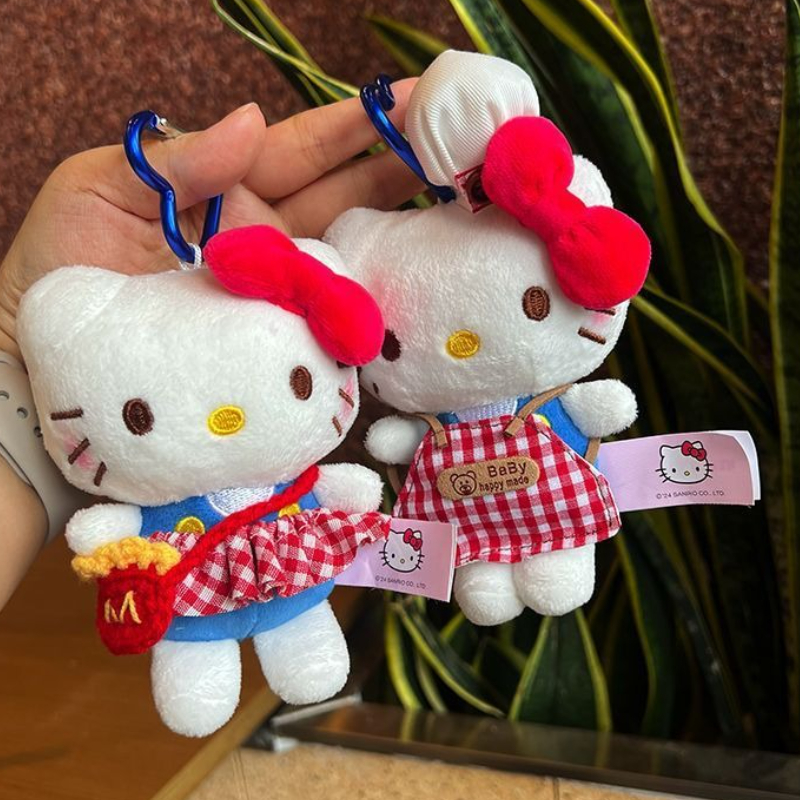 MINISO various hellokitty small pendants summer kt plush doll keychain bag backpack pendant cute doll gift