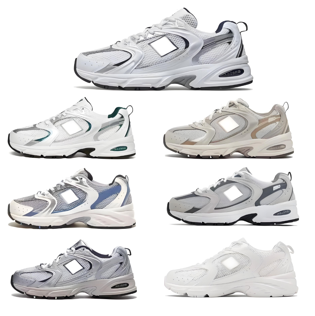 Original New NBBalance 530 Classic Vintage Mesh Fabric Faux Leather Casual Men's and Women's Running Shoes White Silver MR530SS