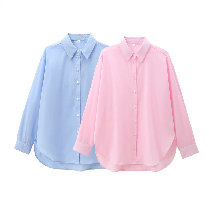 Tangada Women Blue Oversized Shirt Long Sleeve Female Cotton Blouse Tops PS078 250313