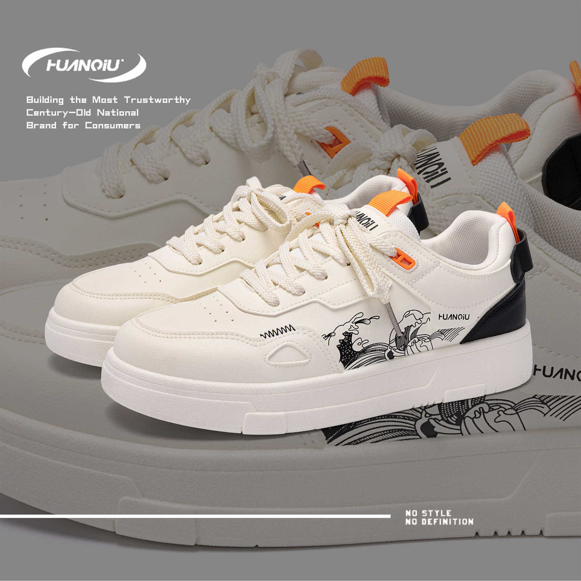 HUAN QIU Free shipping Designer Casual Shoes Men versatile casual board shoes men low top white shoes fashion outdoor