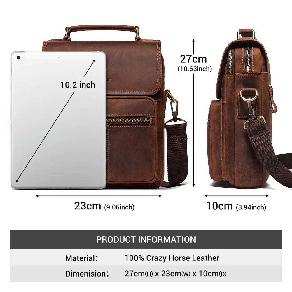 HUMERPAUL Genuine Leather Mens Shoulder Bag Luxury Work Business Messenger Bags Fashion Male Crossbody with Adjustable Straps J251025