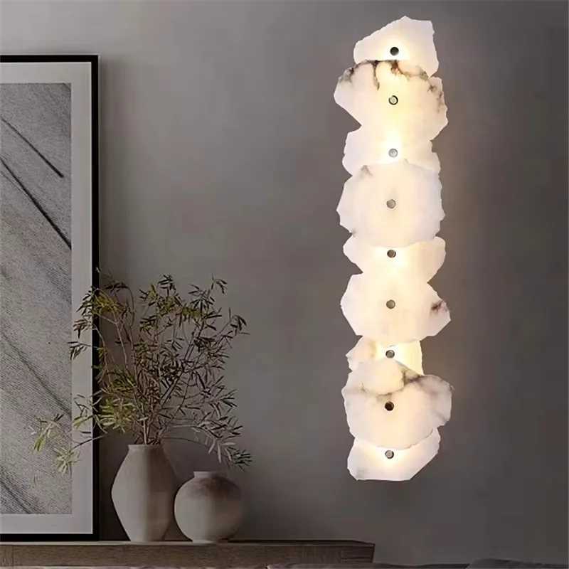 Luxury Natural Marble Wall Lamp Nordic Irregular stone hanging lamp for livingroom Bedroom Bedside staircase hallway hotel hall C250923