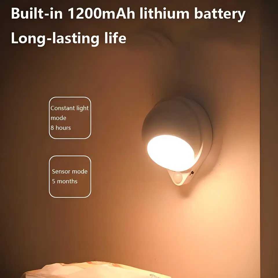 LED Wall Sconces Light Motion Sensor Wall Lamp 360 Rotatable Wall Lights Wireless Night Lights For Bedroom Stair Hallway Kitchen C251124