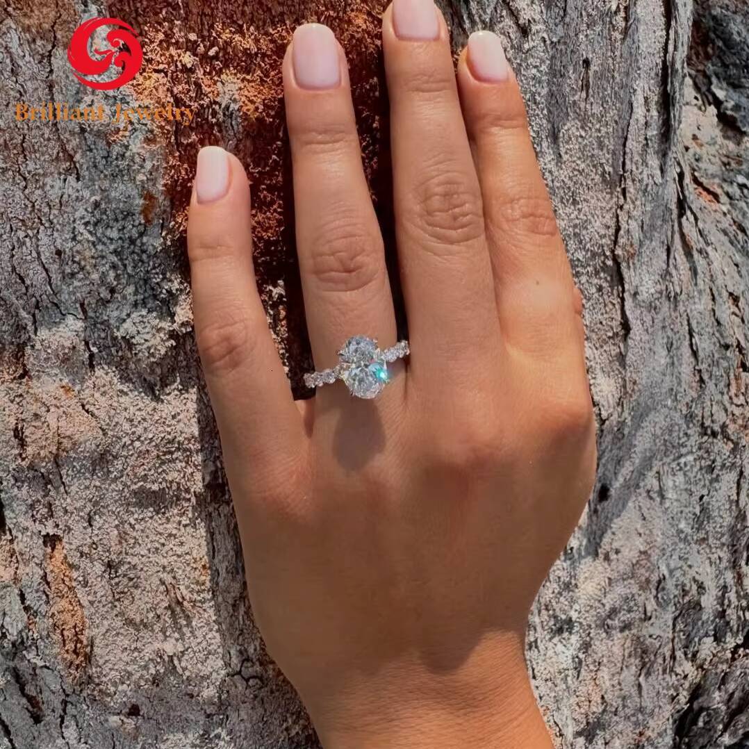 GIA IGI Certified 1CT to 3CT CVD HPHT Lab Diamond 14k 18k Real Gold Engagement Ring Oval Cut Lab Grown Diamond Ring Set