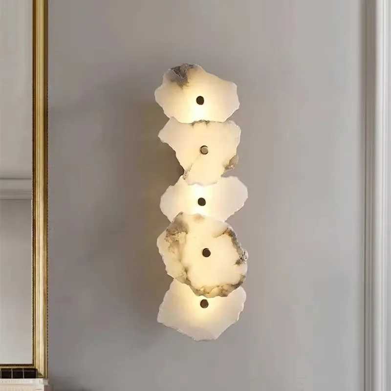 Luxury Natural Marble Wall Lamp Nordic Irregular stone hanging lamp for livingroom Bedroom Bedside staircase hallway hotel hall C250923