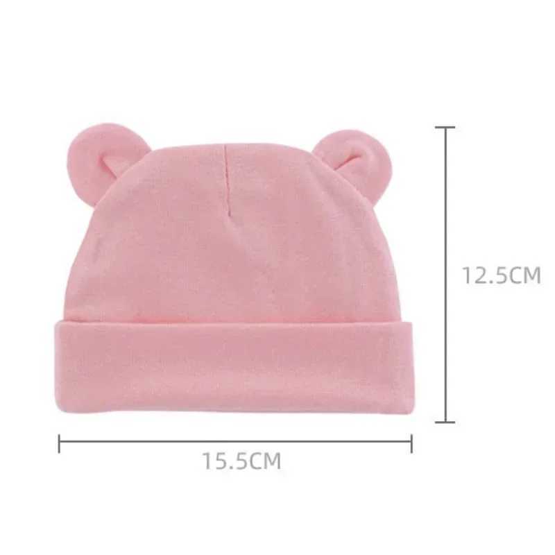Autumn Winter Baby Hat Comfortable Solid Color Hats Cute Ear Shape Cotton Cap Newborn Photography Props 0 1 Infant Bonnet Items Z251029
