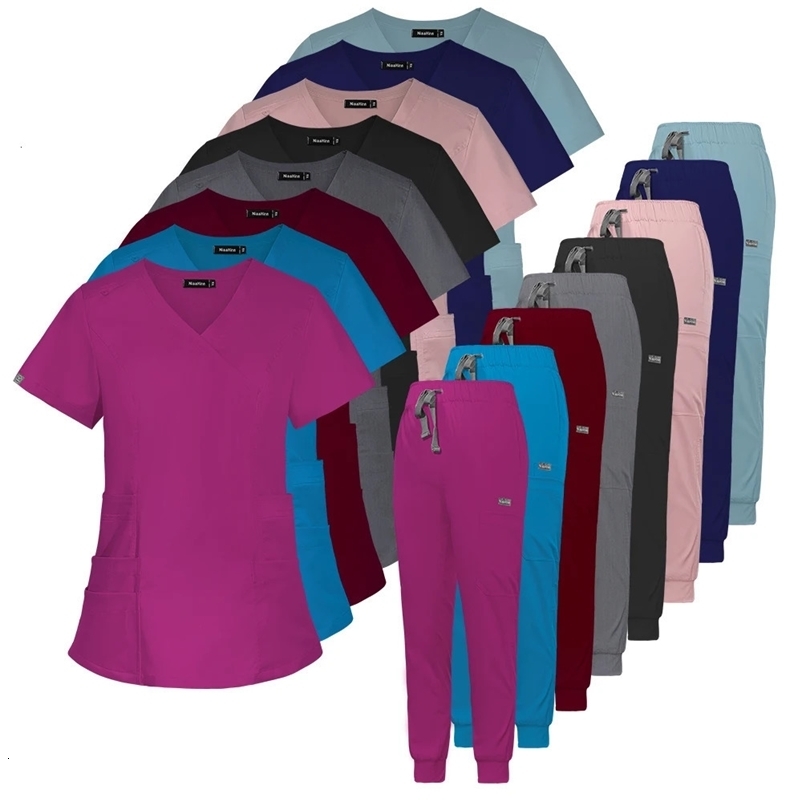 Women Scrubs Sets Slim Fit Uniform Gowns Nurse Accessories Pet Shop Dental Clinic Phary Lab Workwear Clothes 240715
