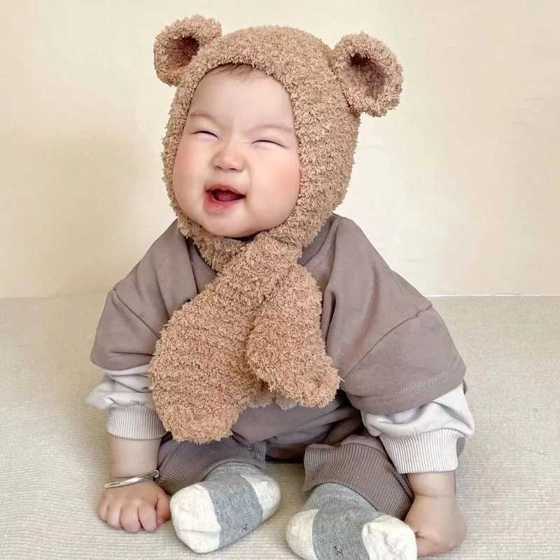 Baby Hats Scarf set for Winter Toddler Coral Fleece Warm Hat Infant Cold Weather Beanie with Neck Warmer Baby BoyGirl Cute Caps Z251029