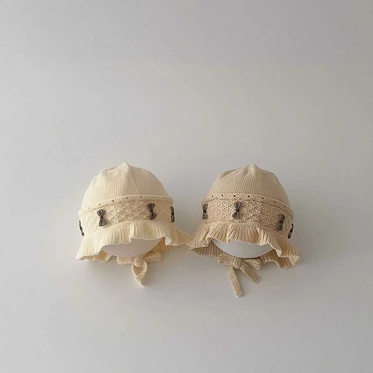 Cute Bow Knitted Ear Protection Hat Princess Baby Headgear Bonnet Winter Warm Toddler Pullover Cap 536Month Girls Kids Beanies Z251029
