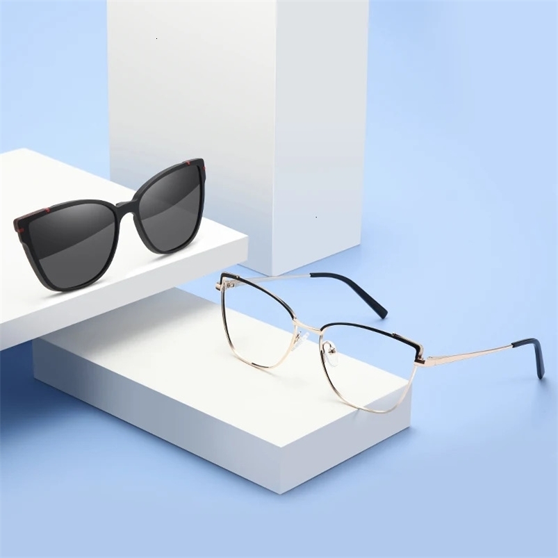 Fashion Sunglasses Frames Polarized Sunglasses Metal 2 In 1 Magnet Clip On Glasses Frame For Men and Women TR90 Optical Prescription Eyeglasses B23108
