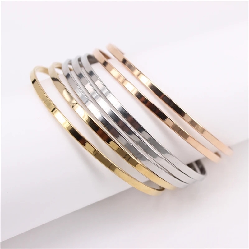 3mm face width 70mm diameter 7PCS combination bracelet three colors Womens stainless steel jewelry wholesale washable LH1054 240624