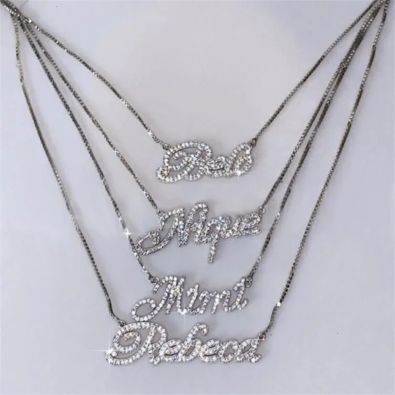 UWIN Custom Stainless Steel Name Necklace With Rhinestones Letters Choker Personalized Name Pendant Chain Accessories Jewelry 240514